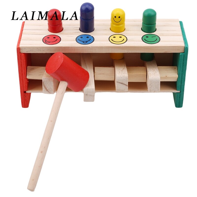 1 Set Houten Percussie Speelgoed Voor Kinderen Stampende Bench Vliegende Man Klop Speelgoed Kleur Willekeurige Baby Kids Leuk Spel: Default Title
