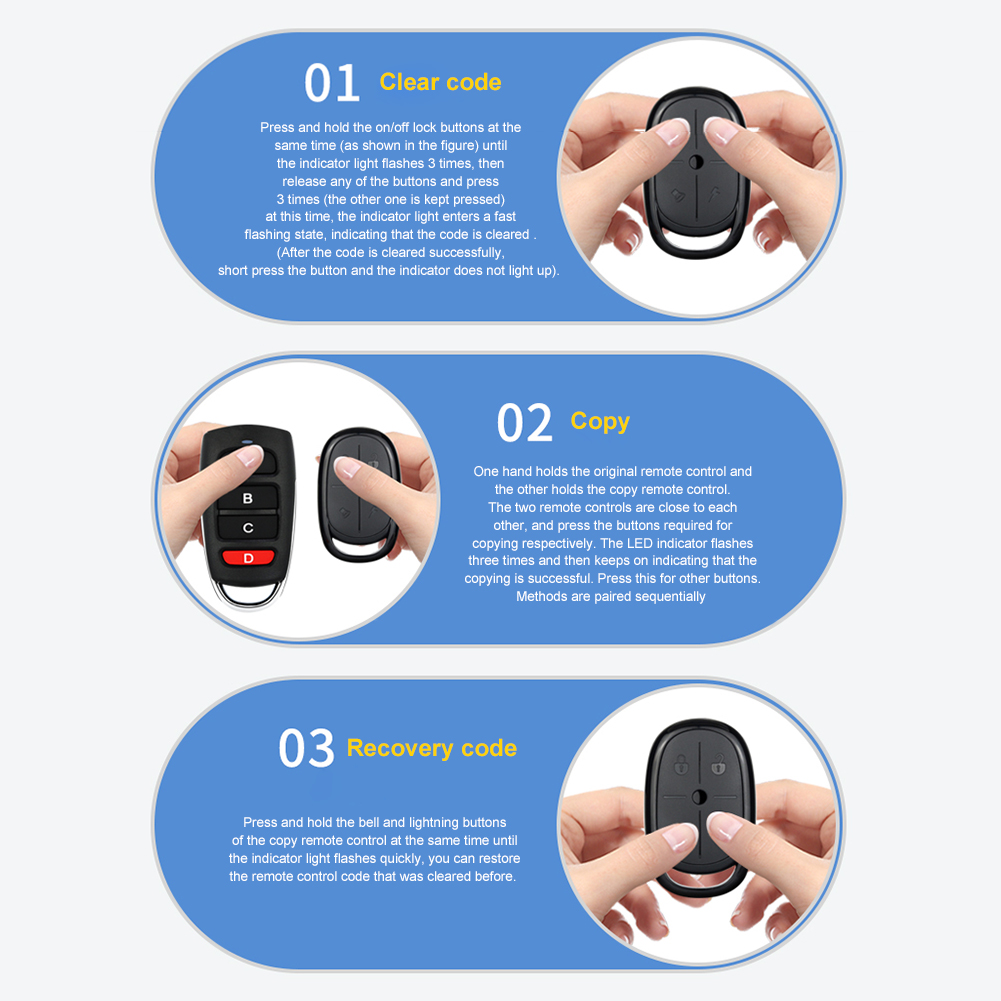 Télécommande intelligente universelle, 433 MHz, 433 MHZ, sans fil, commutateur Clone, copie, clonage, duplicateur pour porte électrique, ouvre-porte de Garage