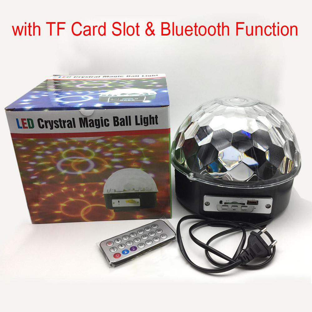 Bluetooth led dj disco lys lyd kontrol scene lys rgb magiske krystalkugle lampe projektor effekt lampe lys julefest: Kort med bluetooth