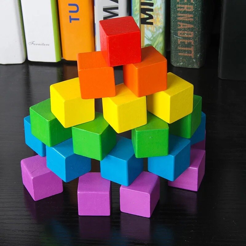 2X2CM Diy Kleurrijke Houten Cubes Dobbelstenen Bouwsteen Spel Voor Kinderen Vroeg Drukke Educatief Speelgoed