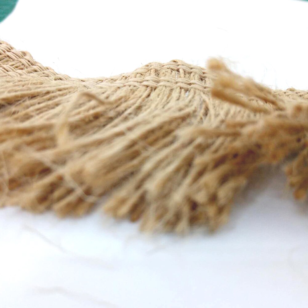Paquete de 3 yardas, yute, volante de flecos, beige natural, ancho de 1,57 pulgadas