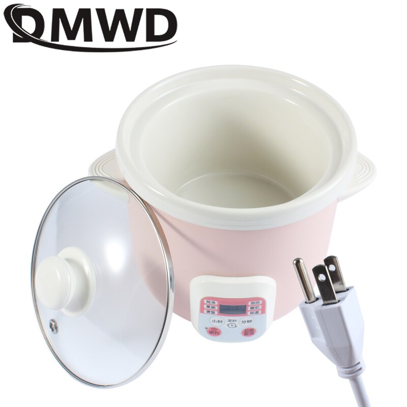 110V/220V Huishoudelijke Elektrische Smart Slowcooker Wit Porselein Pap Soep Stoven Machine Tijd Controle Babyvoeding stoomboot 1.5L