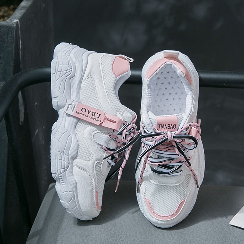 Vrouwen Casual Schoenen Trainers Persoonlijkheid Mand Zomer Sport Schoenen Chaussures Femme Espadrilles Platform Sneakers: Roze / 36