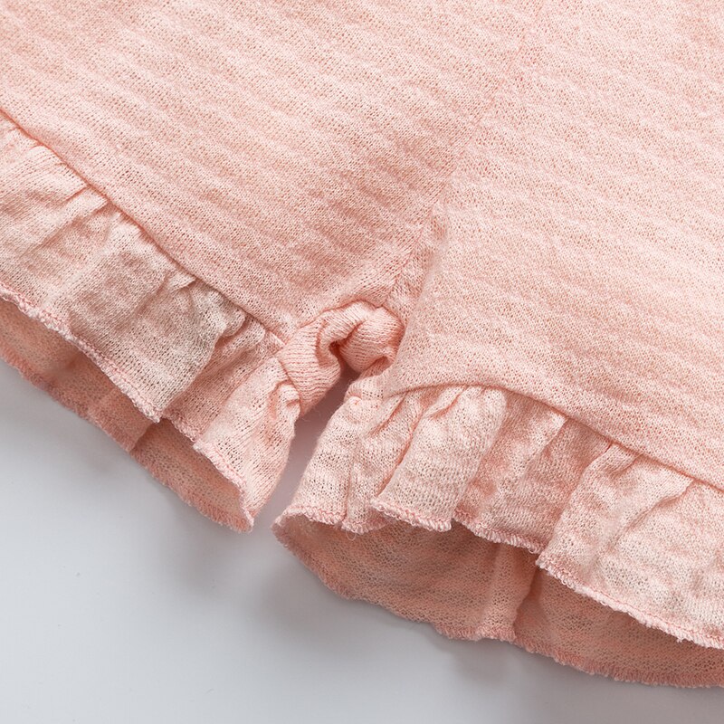 Zomer Baby Meisje Pyjama Leuke Casual Homewear Puur Katoen Pyjama Pure Kleur Pak Top + Shorts Roze 2-9 Jaar