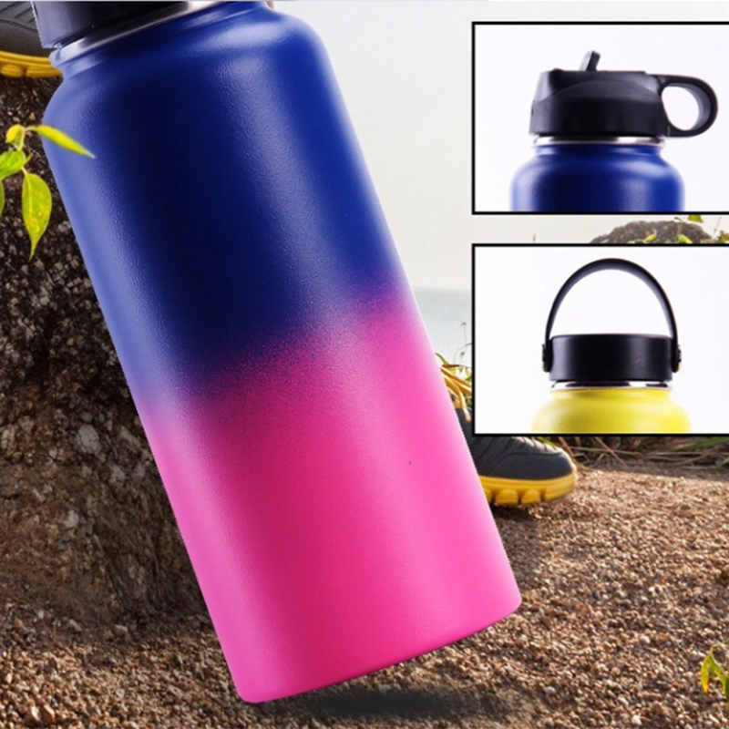 Neue Glaskolben Isolierte Edelstahl Wasser Flasche Breiten Mund Becher Reise Becher Kaffee Kühler mit Stroh Deckel 32/40 unzen vakuum fask