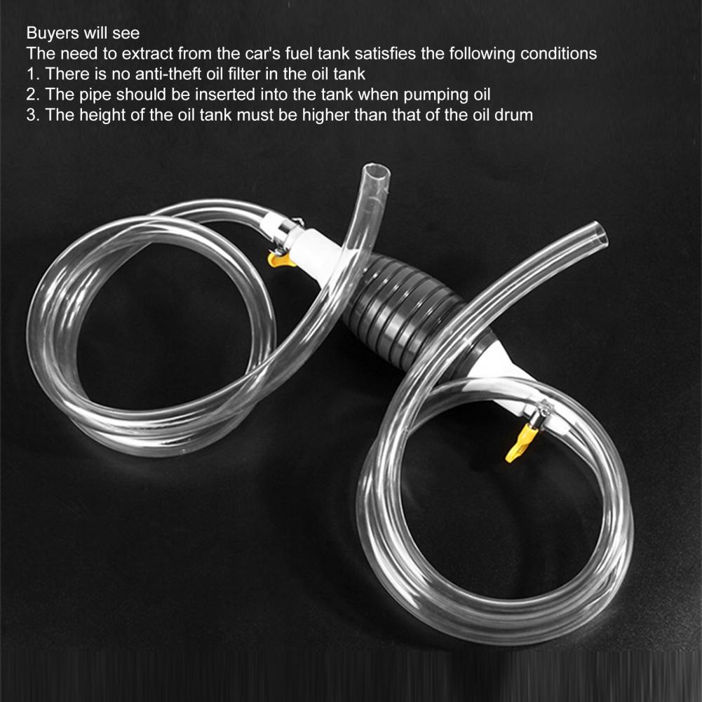 1 Set Siphon Pump Hose Easy Operation Oil Resistant Anti-aging Manual Fuel Tank Suction Hose PVC Siphoning Kit Auto Accessories