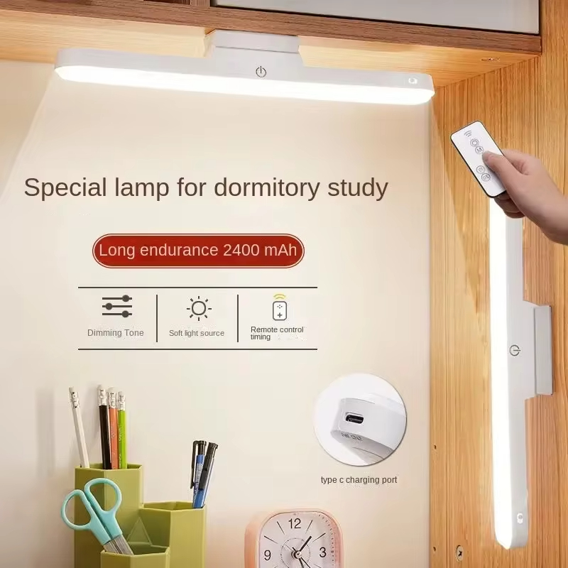 LED-tafellamp Magnetisch hangend USB oplaadbaar bureaulampje 3 kleuren leeslamp met afstandsbediening Dimbaar Studentenleerlampje
