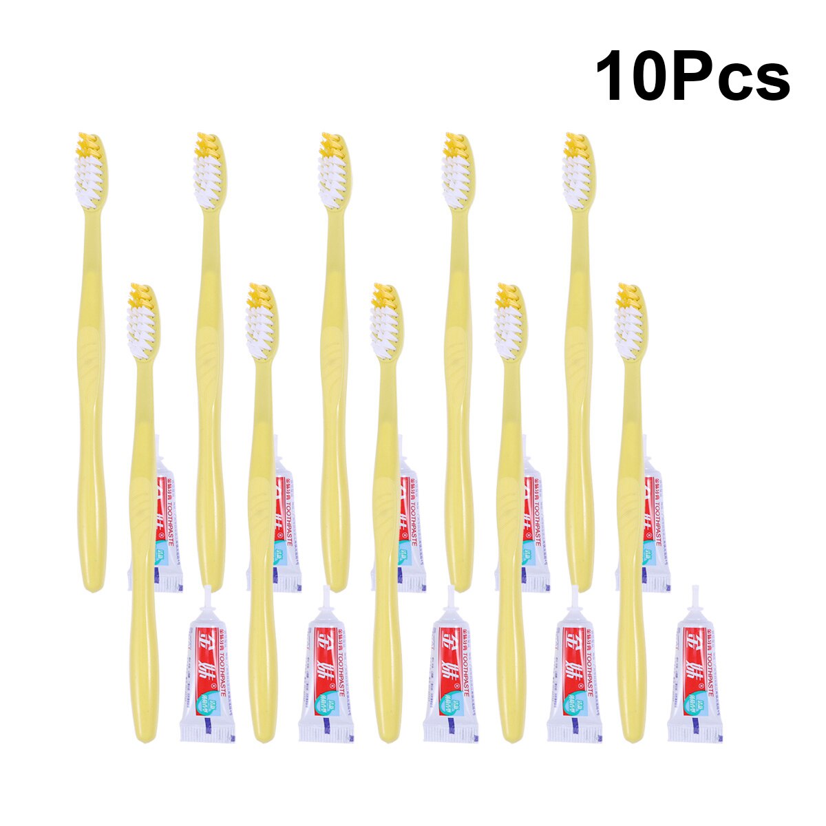 10pcs Travel Toothbrush and Toothpaste Set Hotel Disposable Toothbrush Kit (Mixed Colors)