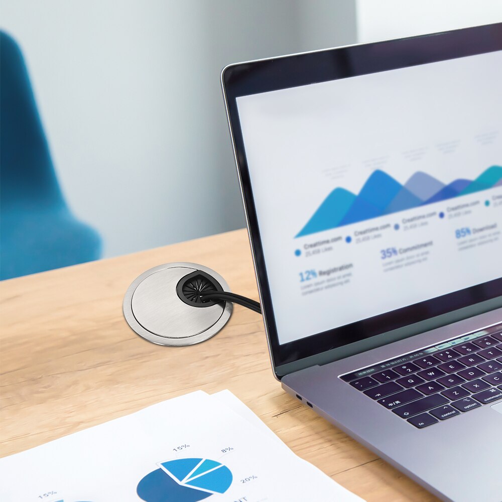 60mm Desk Grommet for Wire Organizer Office Desktop Gromet Zinc Alloy Wire Cable Hole Cover Grommet