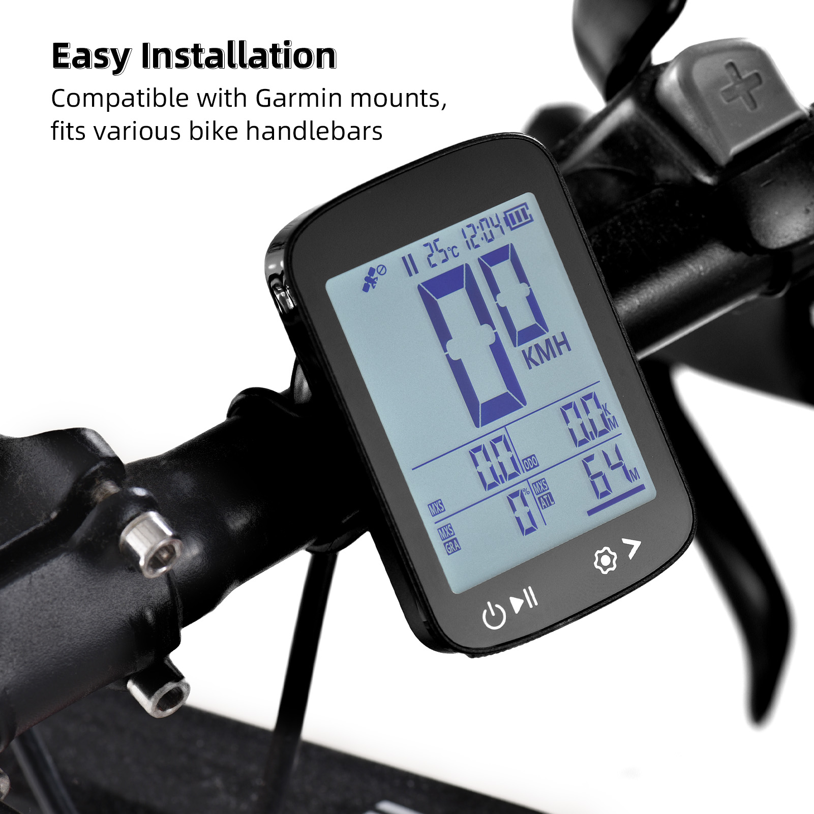 GPS Bike Computer Wireless Bike Speedometer High Clear Display 5 StarPositioningGPS BeiDou GLONASS Galileo and QZSS Rechargeable