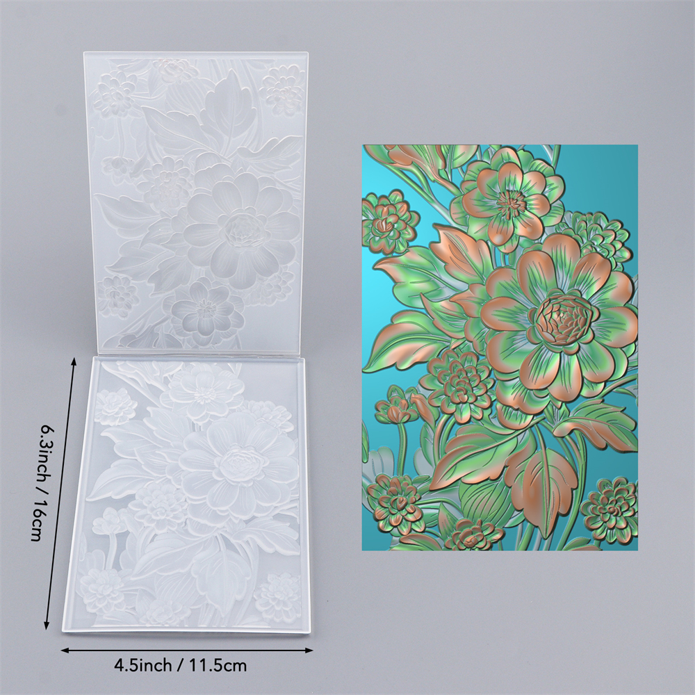 Plantillas de patrones de fondo de carpeta en relieve 3D de tulipanes y flores para hacer tarjetas de álbum de recortes DIY: Caqui oscuro