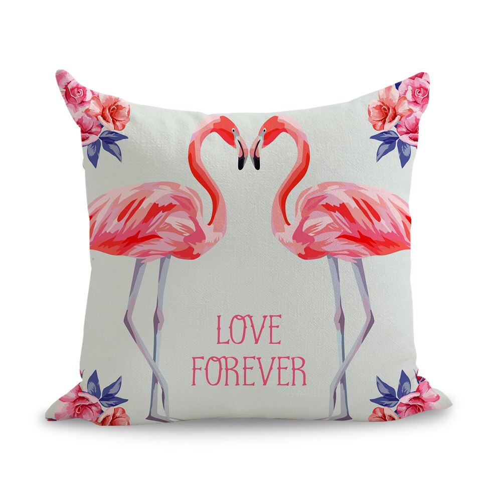 Akvarel pink flamingoer puder linned sofa sæde pude pyntepude boligindretning: Grøn / Indvendig ikke inkluderet