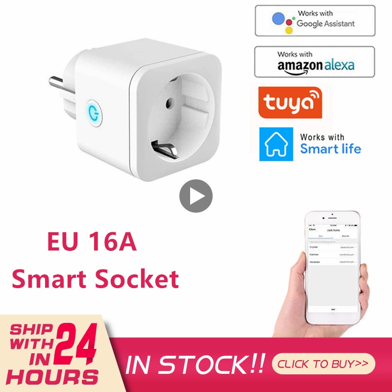 WiFi Smart Socket Smart Tuya Smart Life Timer Plug EU Adaptor Remote Voice Control Power Energy Monitor For Alexa Google Home