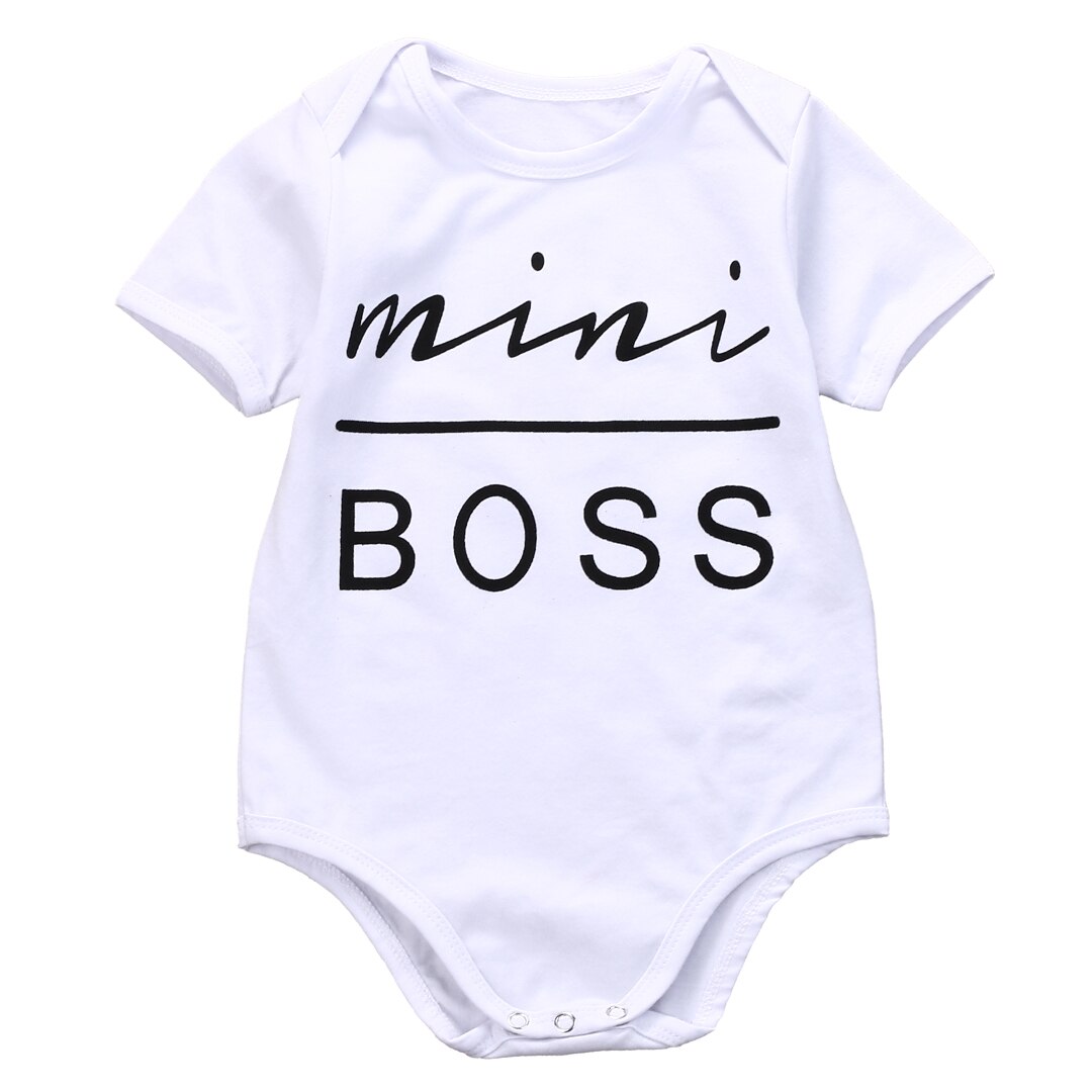 Citgeett – vêtements d'été en coton pour -né garçon et fille, Mini Boss, manches courtes, barboteuse lettre, tenue de soleil