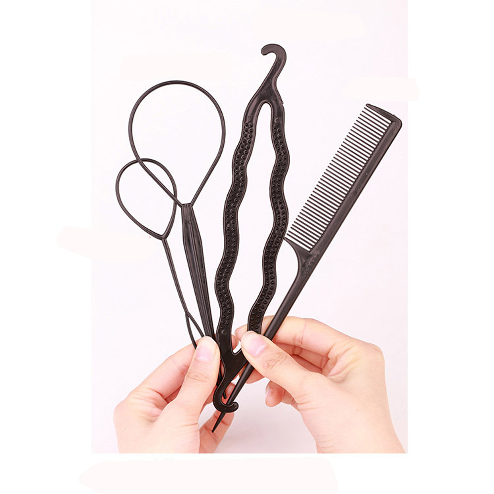 Hair Tool 4pcs Ponytail Creator Plastic Loop Styling Tools Pony Tail Clip Hair Braid Maker Styling Tool Salon X4 0.5 20
