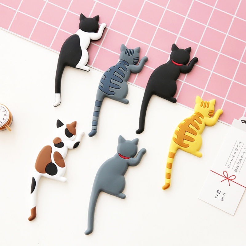 Multifunctional Cartoon Cat Fridge Magnet Hook Refrigerator Sticker Hooks For Light Gadget Ations