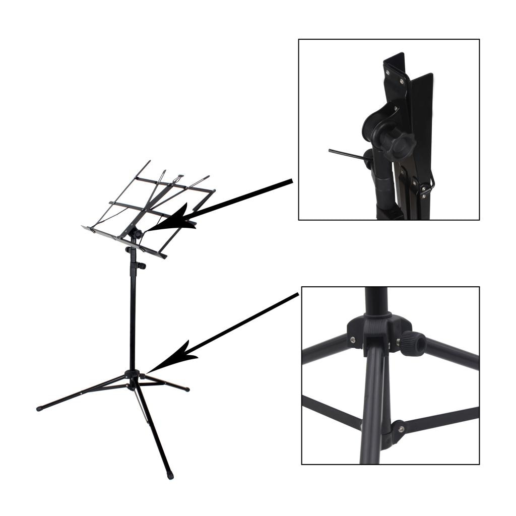 Portable Folding Heavy Duty Metal Music Stand Sheet Music Stand + Waterproof Carrying Bag