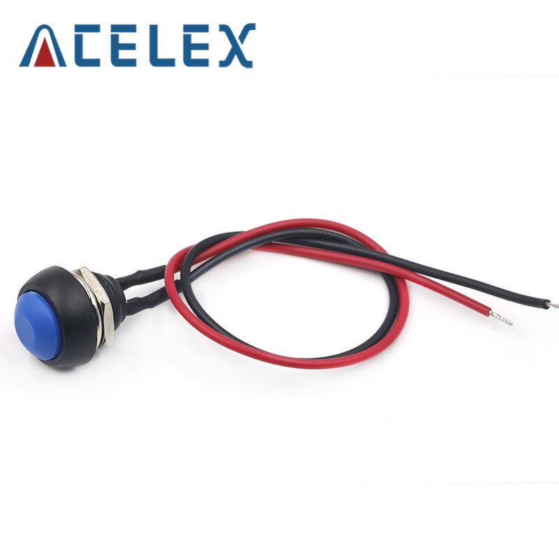 12mm PBS-33B Waterproof Momentary ON OFF Push Button Swithch Mini Round Switch: Blue with line