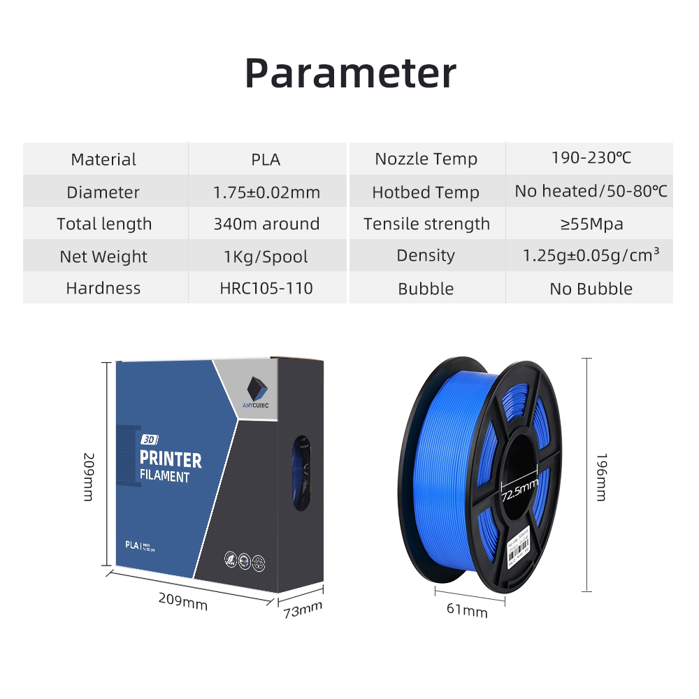 ANYCUBIC PLA Filament For FDM 3d Printer Mega-S 4MaxPro2.0 Neat No Bubble ECO Friendly Print Smoothly 1.75mm 3D Printer Material