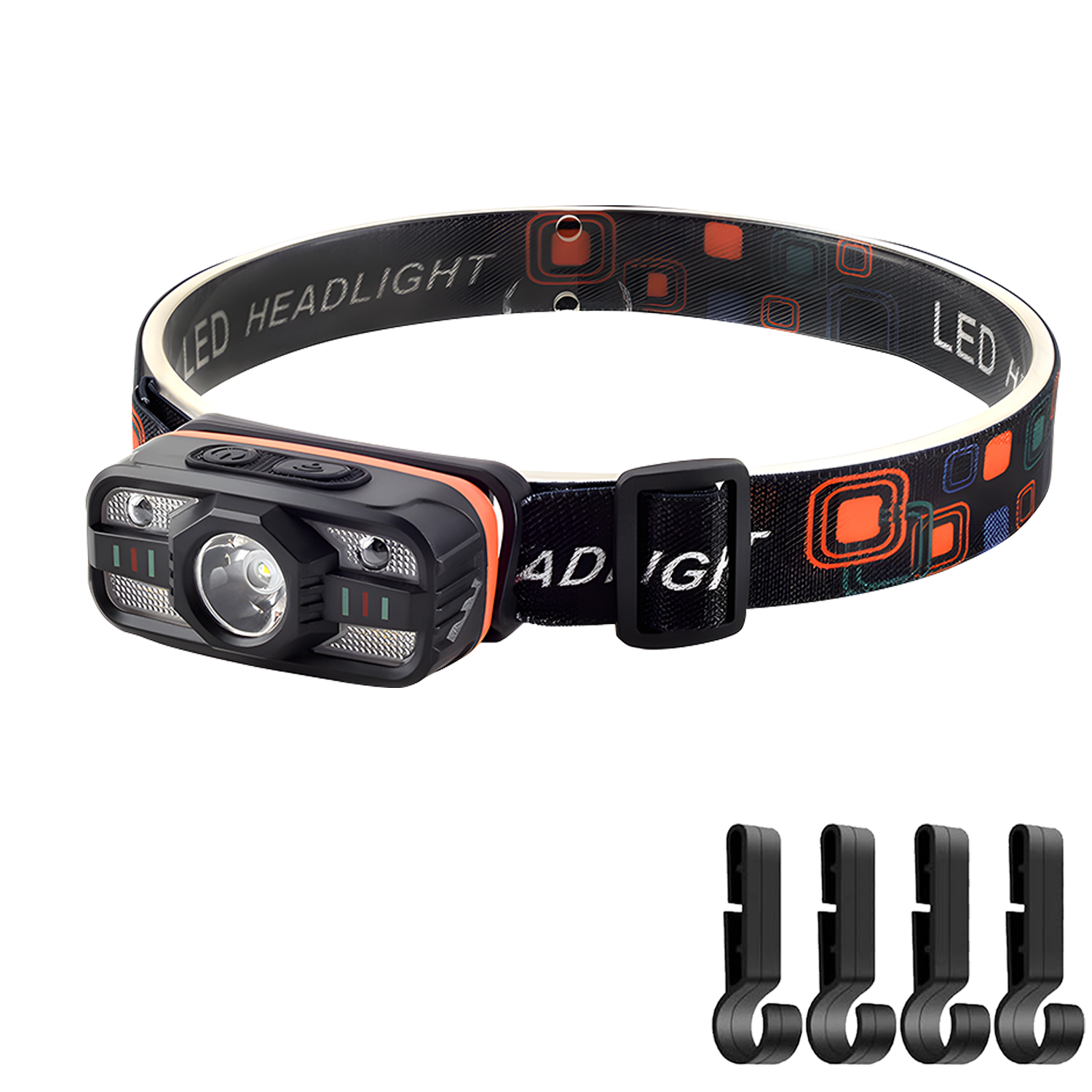 Mini genopladelig led-forlygte kraftfuld induktiv pandelampe hvidt og rødt lys udendørs camping fiskeri nødarbejdslampe: Rød