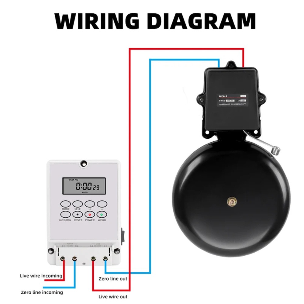 ZTY-08 Digital School Bell Timer Switch Intelligent Microcomputer Auto Bell Ring Controller AC240V 80 Groups Programmable Timer