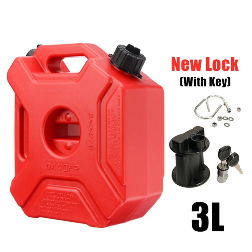 3L Portable Motorcycle Fuel Tank Spare Jerry Can Gas Plastic Car Gokart Oil Container ATV UTV Gasoline Petrol Tanks Canister: Red with lock