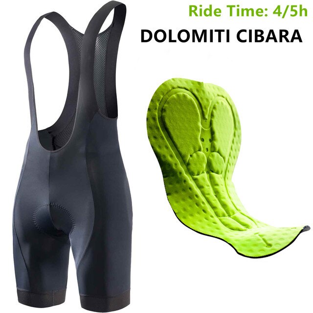 RION-pantalones cortos de Ciclismo para Hombre, con Culotte pechera, con interfaz elástica®Mallas transpirables para bicicleta de montaña, pantalones cortos con almohadilla de GEL: DOLOMITI / L
