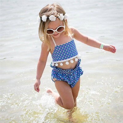 Summer Beachwear sets Girls Swimsuits Swimwear Swimming Tassels Tops Polka Dot bottoms Set Clothes Kid Top Shorts Outfit Suits