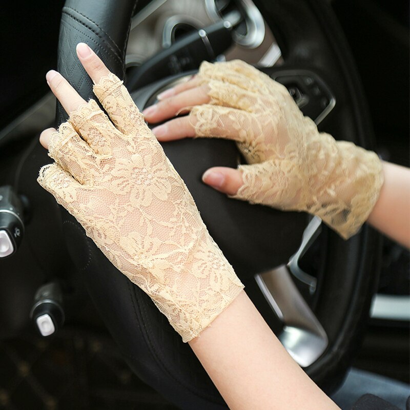 Sunscreen Short Gloves Women Sexy Dressy Lace Gloves Fingerless Lace Driving Gloves Spring Summer Mittens Wedding Accessories
