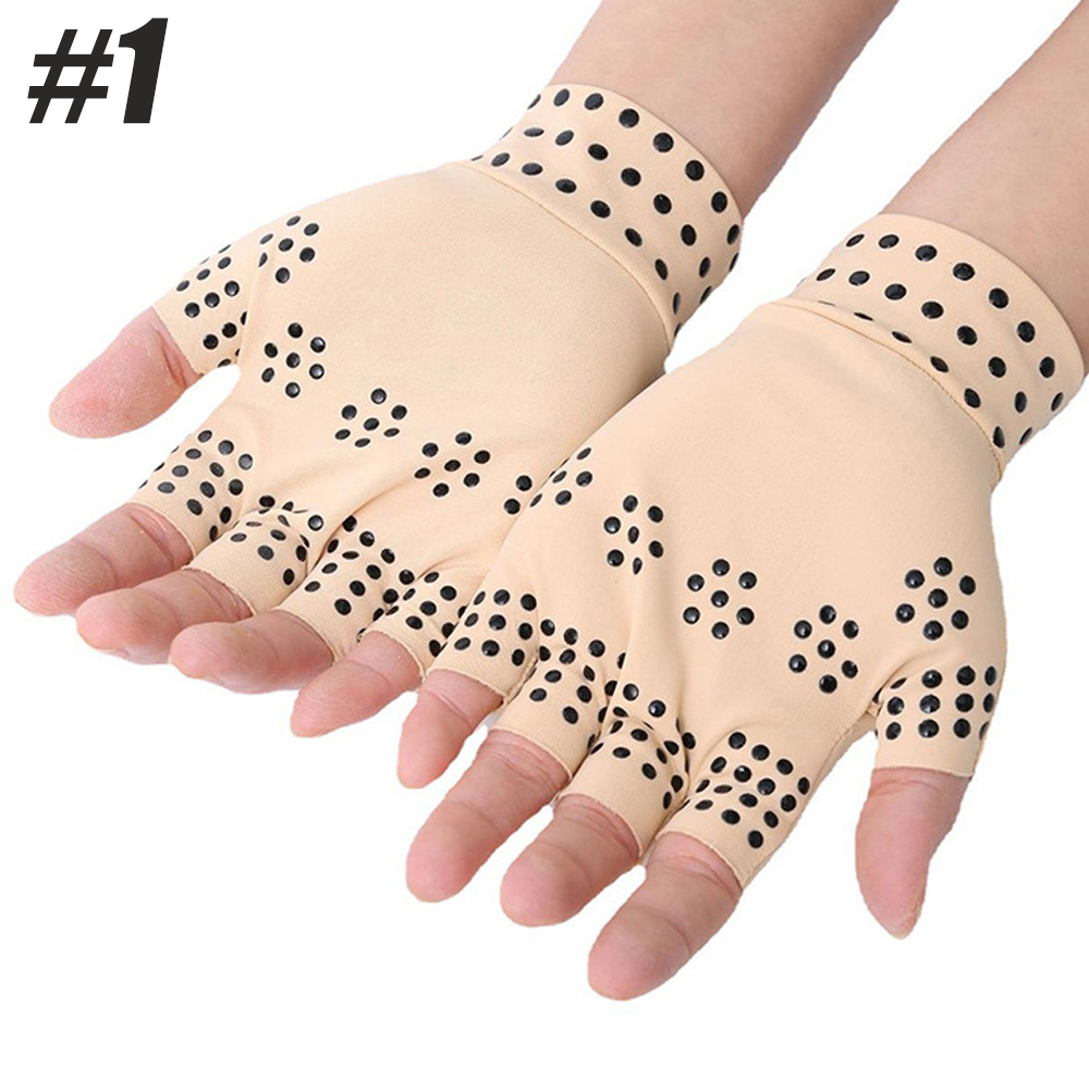 Arthritis Gloves Compression Gloves Magnetic Anti-Arthritis Therapeutic Therapy Fingerless Gloves Hand Pain Heal Joints Relief: WHITE