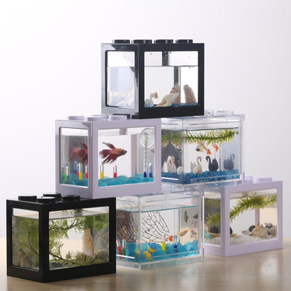 Mini Aquarium Fish Tank Fishbowl for Rumble Fish Marimo Spider Marimo Aquarium Accessories Small Reptile Pet Box 12*8*10.5cm