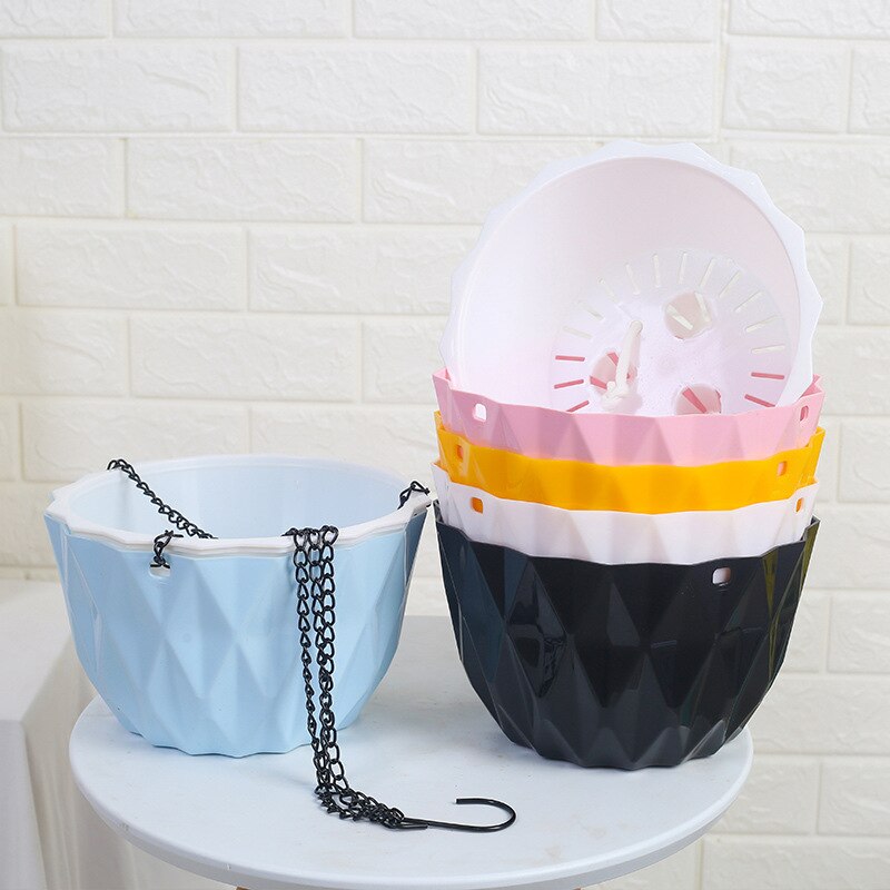 Macetas colgantes de cadena de Maceta de jardín creativas, maceta de flores, cesta decoración para el hogar, balcón, plantas hidropónicas, tejido de mimbre de imitación