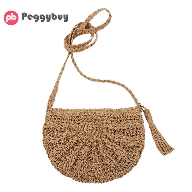 nouveaux sacs pour femmes paille ronde tissé à la main concepteur été plage bohême rotin cercle sac à bandoulière pour la féminine