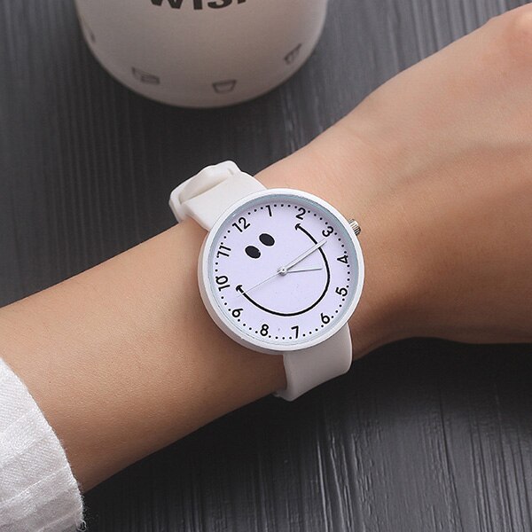 Silicone Polshorloge Vrouwen Horloges Dames Top Quartz Horloge Voor Vrouw Klok Vrouwelijke Uur Relog Montre Femme: white smile