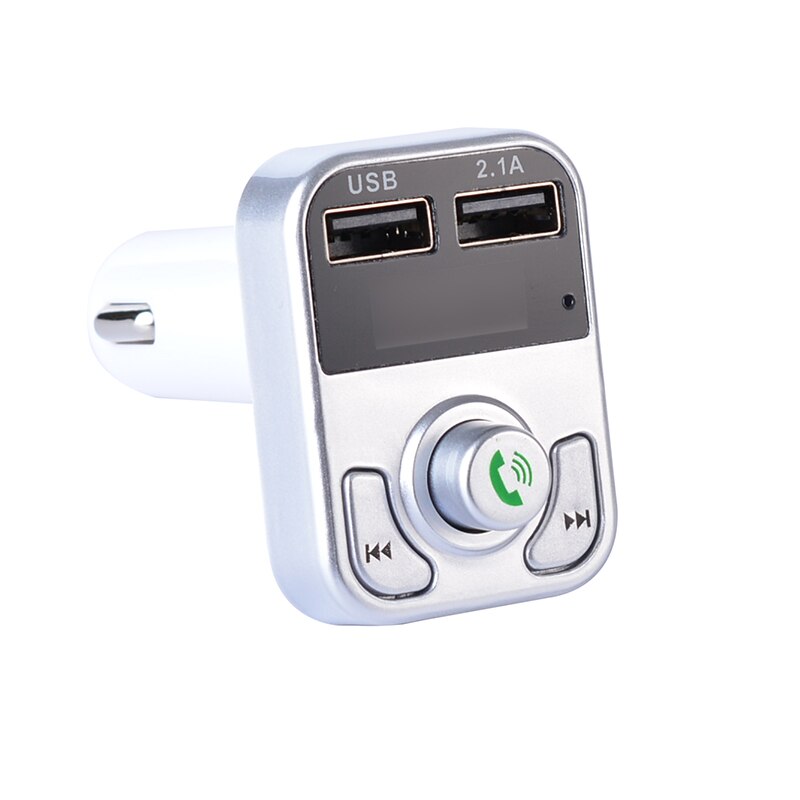 Transmetteur sans fil Bluetooth 5.0 FM pour voiture, mains libres, chargeur MP3, double affichage, lecteur équipé, double USB: Silver