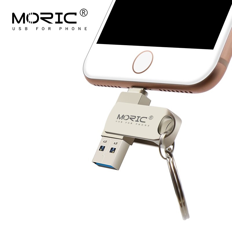 Moric – clé USB 3.0 à fermeture éclair, support à mémoire de 32GB 64GB 128GB, lecteur Flash en métal pour iPhone 8 et 7 Plus, compatible avec ios 10