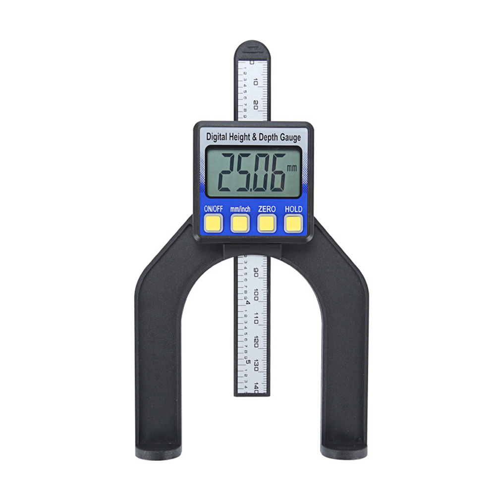 Digital Depth Caliper Digital Tread Depth Gauge LCD Magnetic Self Standing Aperture 0-80mm Hand Routers: Blauw