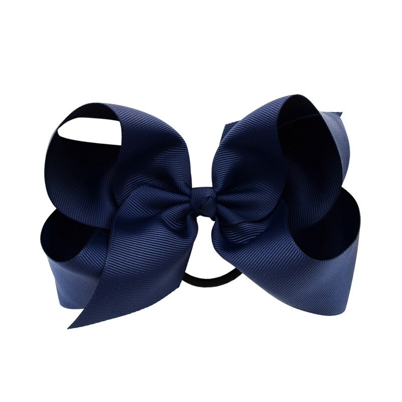 Lazos para el pelo de Color sólido de 6 pulgadas, gomas elásticas para el pelo, coleteros de goma para niña, accesorios para el cabello: Azul marino