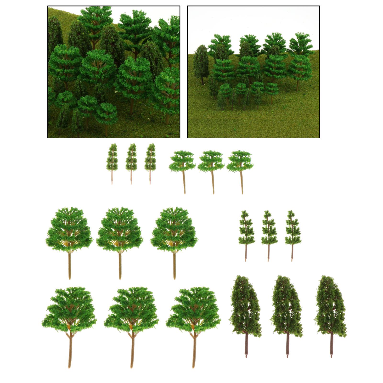Diverse 24x Landschap Model Groene Boom Miniatuur 1/100 Ambachten Landschap Decor