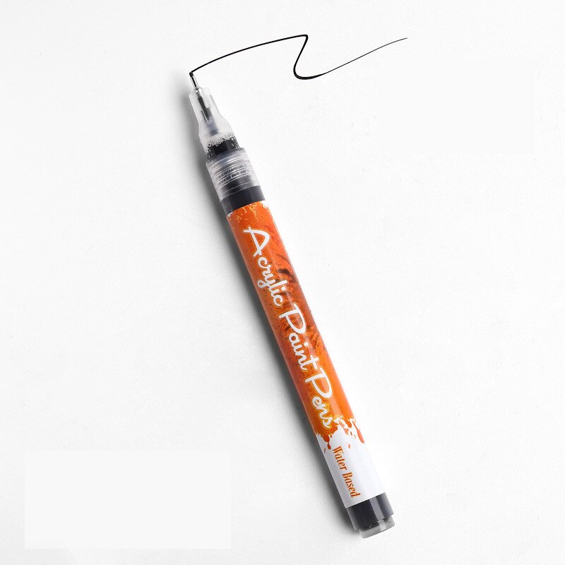 4 farver negle graffiti akryl maling penne sølv guld hvid sort skitse graffiti kunst 1.0mm manicure tegnetuscher mønster penne: Sort