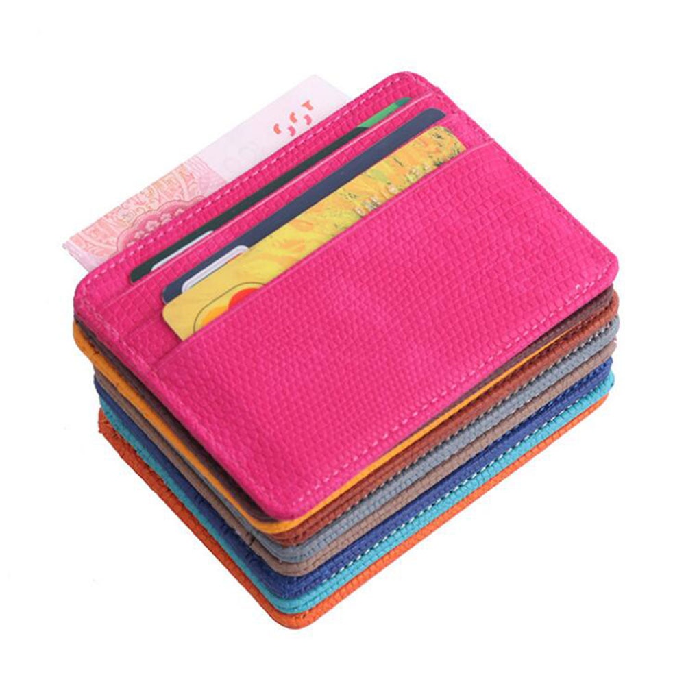 Women Men PU Leather Bank ID Card Wallet Holder Durable Slim Simple Travel Business Case With Purse Card Holder