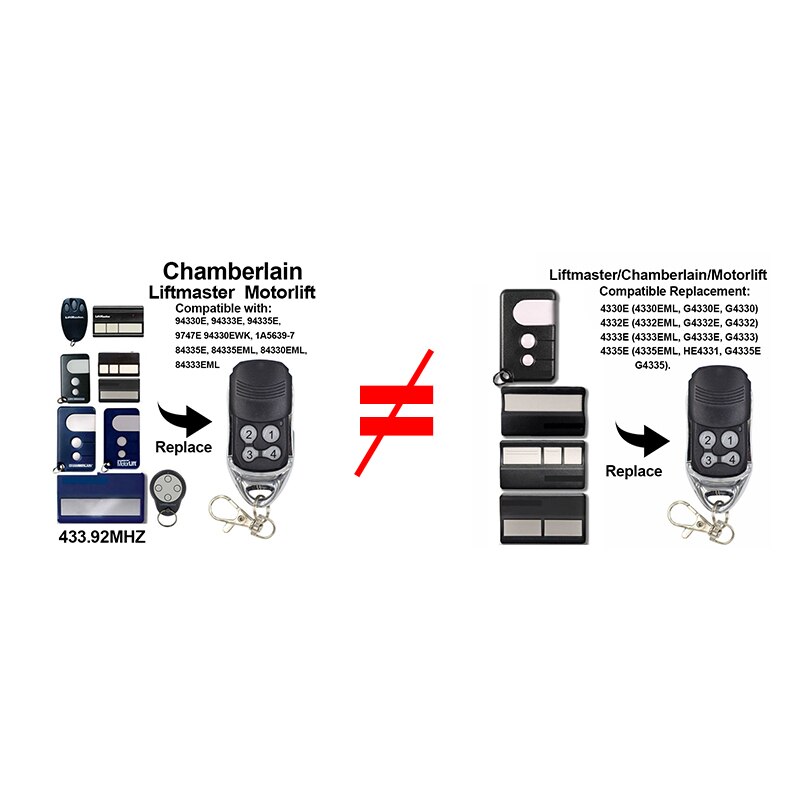 Kammerherre liftmaster 94335e 84335e 1 a 5639-7 4335e 4330e 433.92 mhz rullende kode fjernbetjening udskiftning