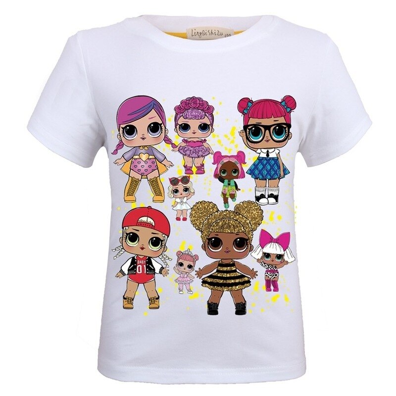 Peuter Kids Meisjes Lol Cartoon Party Tops Zomer Korte Mouw T-shirts Voor Meisje Kleding Casual T-shirt 3-8 Jaar baby Kleding