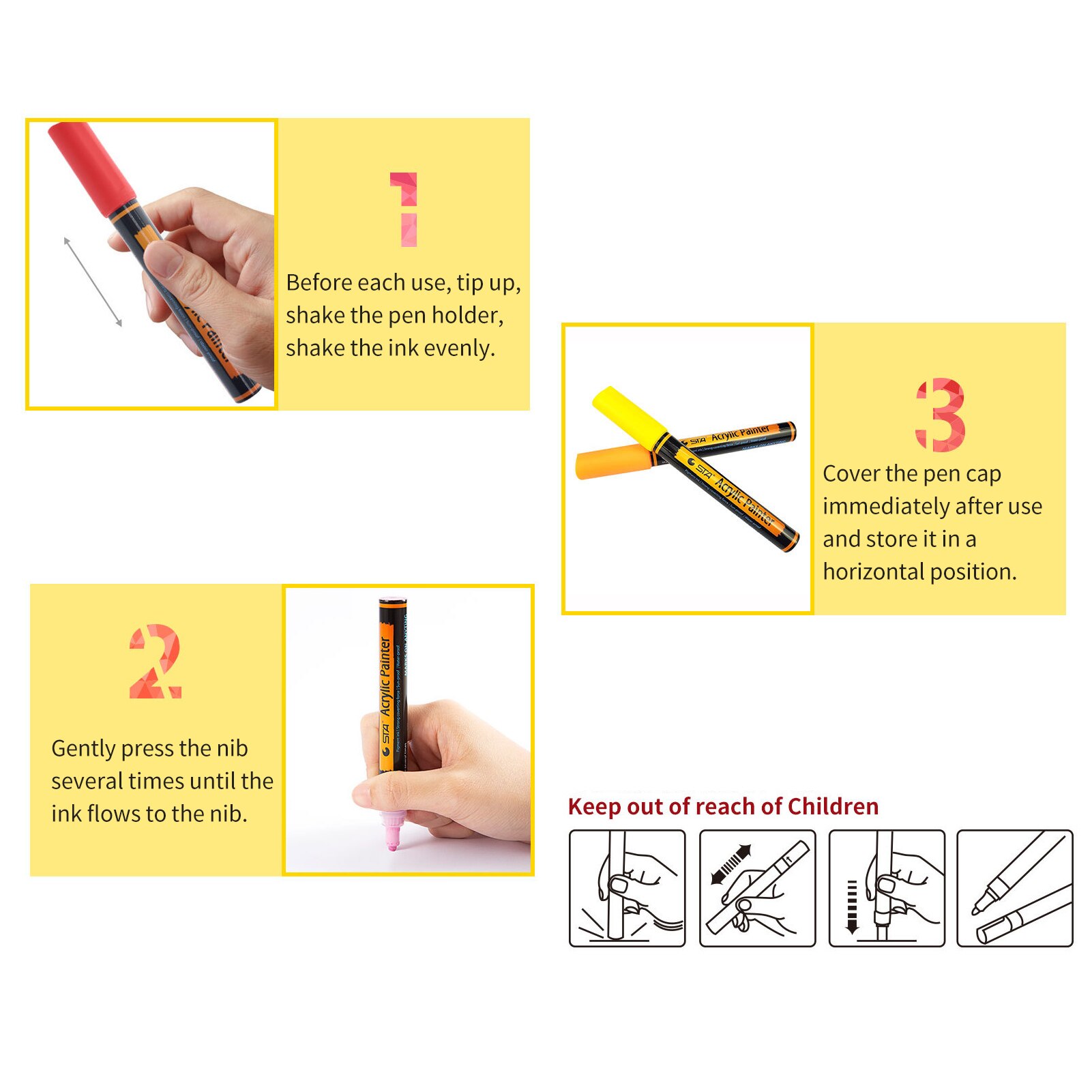 Rotuladores metálicos de pintura acrílica de 12 colores, rotuladores artísticos a base de agua de 2mm, punta de secado rápido, no tóxicos para grafiti, cartulina, bricolaje para fotos