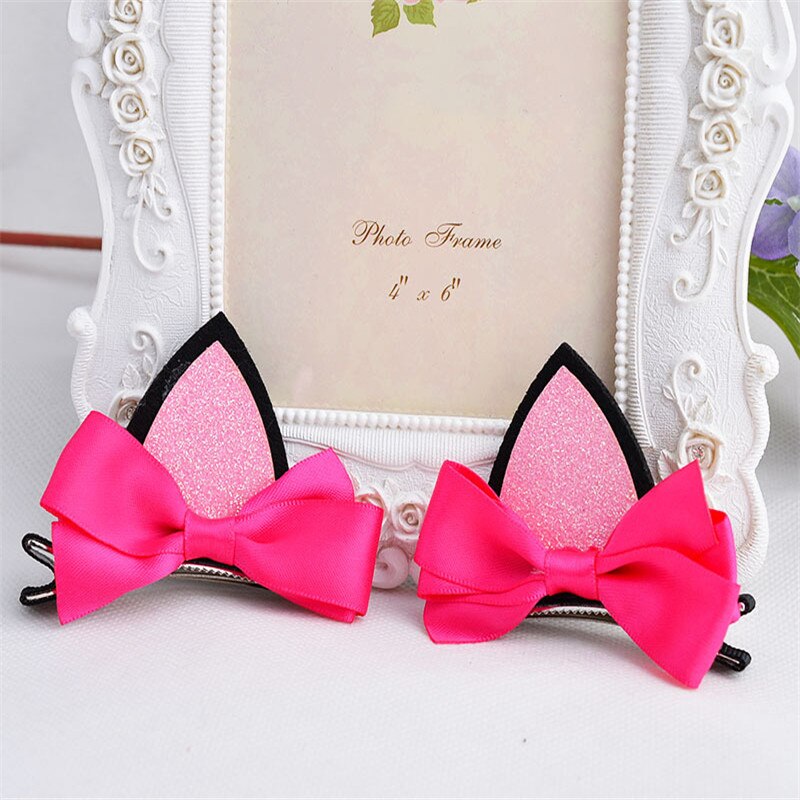 2 stuks = 1 paar kinderen baby meisjes haar accessoires clip Kids haarspelden haarspeldjes Boog hoofddeksels bloem kat oren haarspeld