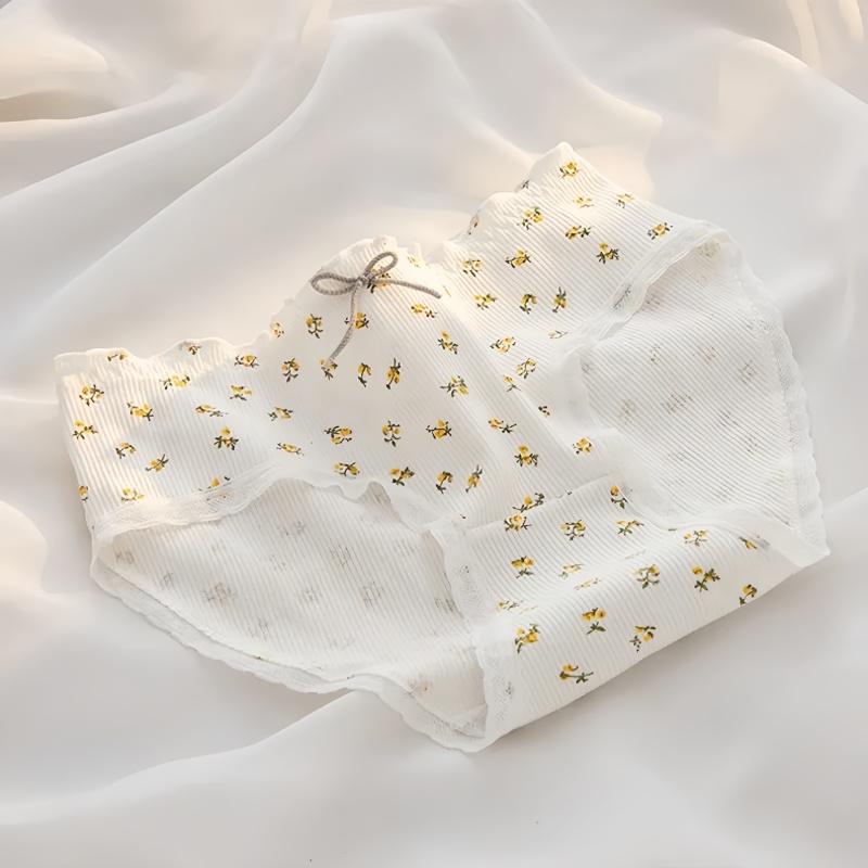 1 calzoncillos de algodón bonitos de fresa para mujer, bragas femeninas, ropa interior transpirable, lencería suave, bragas florales para niñas