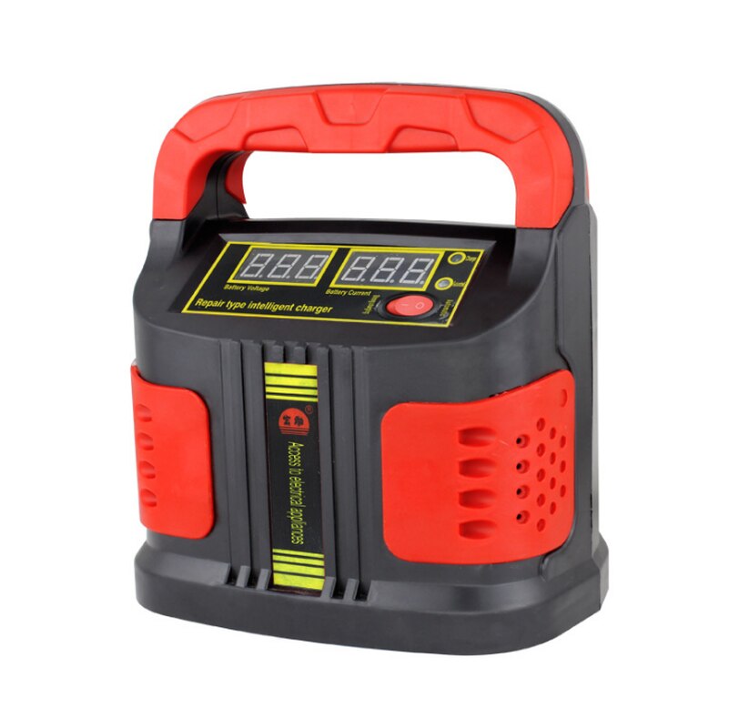 Cargador de batería LCD con Ajuste de entrada para coche, arrancador de batería portátil de 110V/220V, 12V/24V, universal