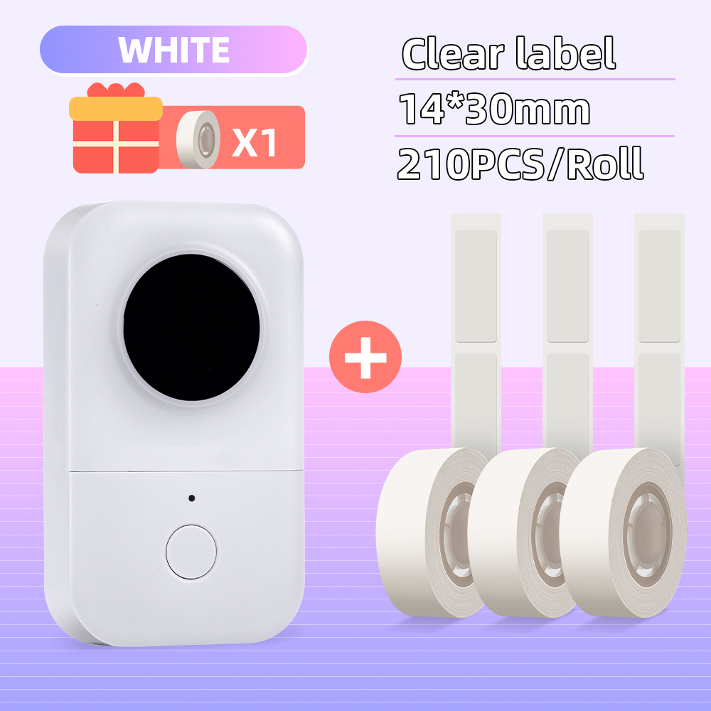 Phomemo D30 Wireless Pocket Label Maker Free App Compatible with IOS + Android 203dpi Clear Printing for Home and Work Labeling: D30 3 Clear Label XL