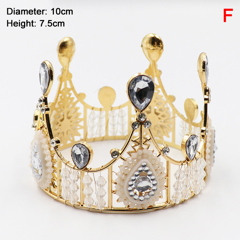 Round Crown Cake Topper Decoration Wedding Cake Queen Tiaras Princess Home Birthday Cake Decorative Party Supplies: light green