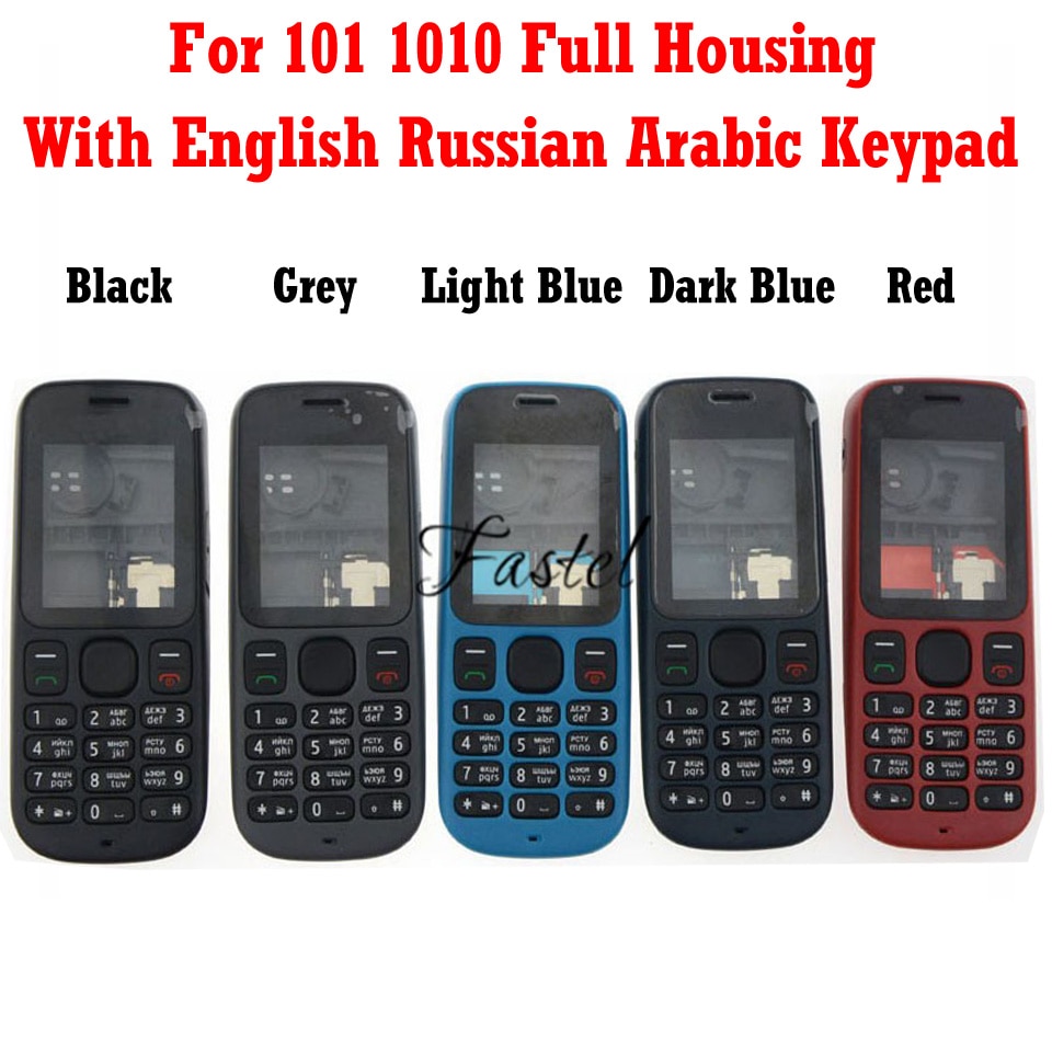HKFASTEL Cover For Nokia 101 1010 Full Complete Phone Housing + English Russian Arabic Keypad Cover Case